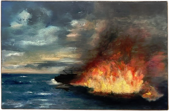 Pétrolier en feu